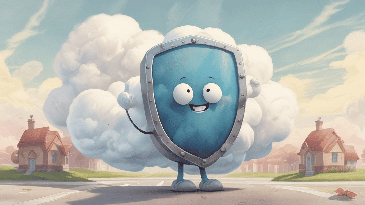 cloud character with shield and vault