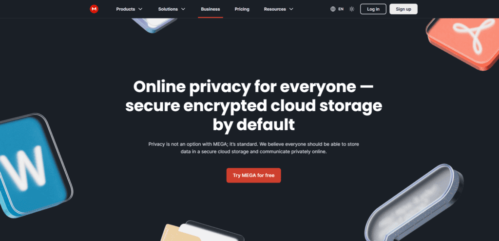 Mega cloud storage security and privacy features overview.
