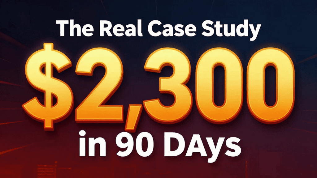 Case study of earning $2,300 in 90 days with side hustle strategies.