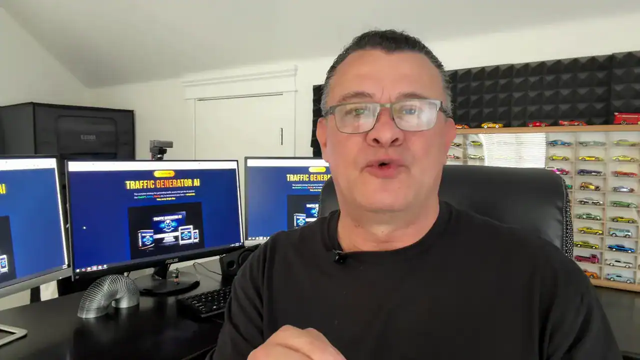 Man working on traffic generator software for side hustle income.