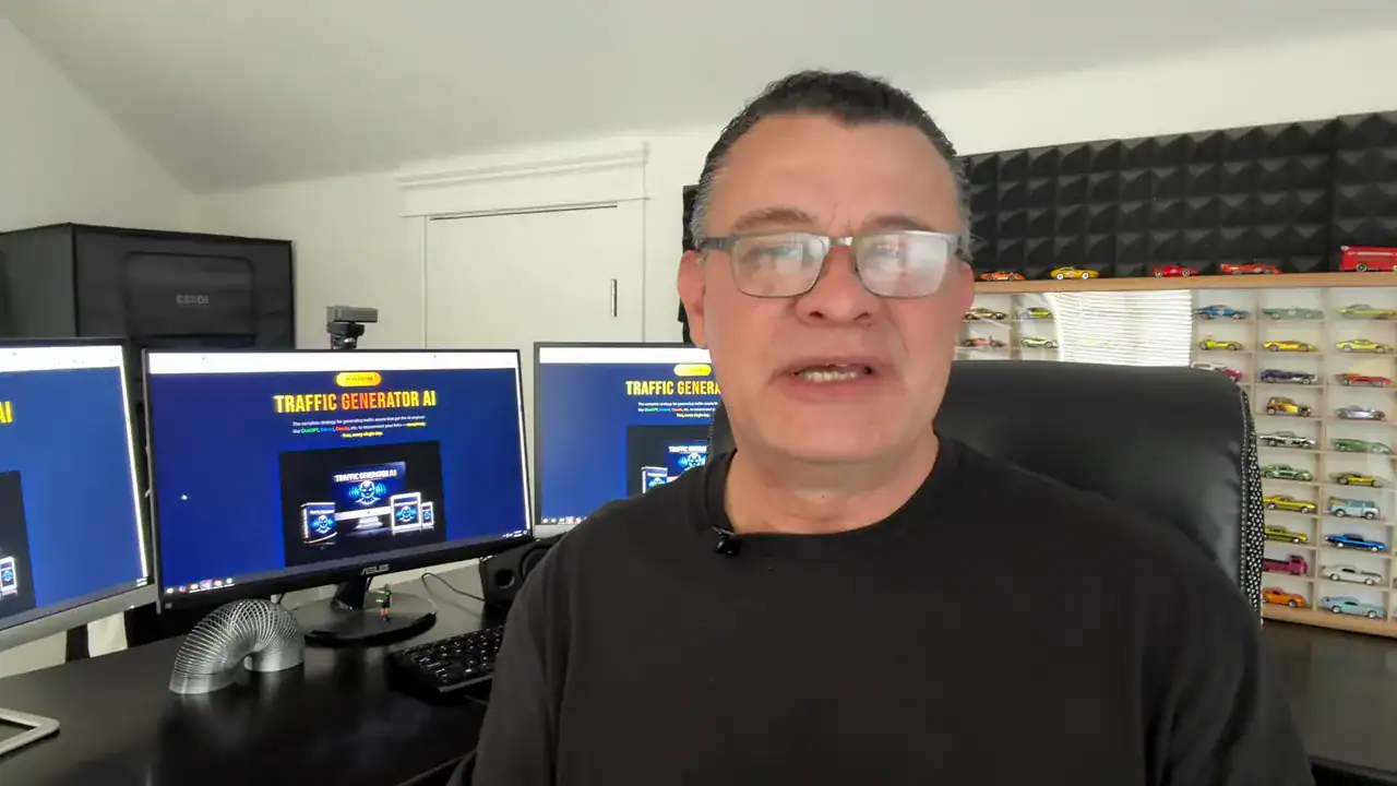 Man working on traffic generator software for side hustle income.