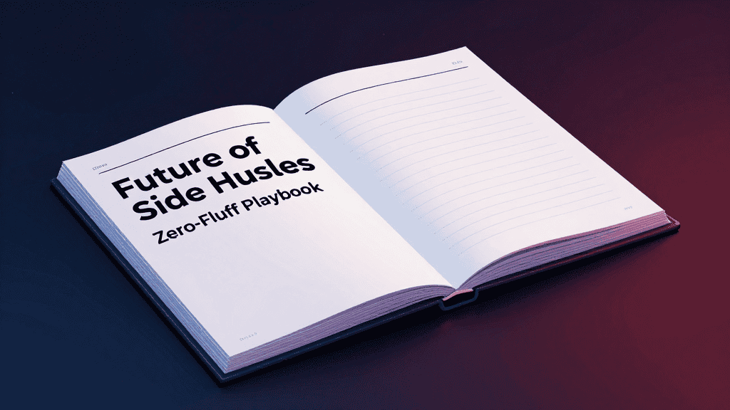 Open notebook titled "Future of Side Hustles" from the Zero-Fluff Playbook.