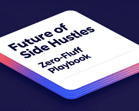 Cover of "Future of Side Hustles" Zero-Fluff Playbook with modern design.