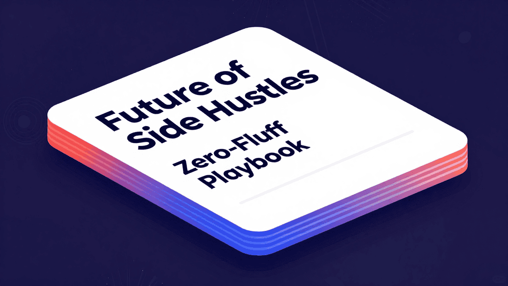 Cover of "Future of Side Hustles" Zero-Fluff Playbook with modern design.