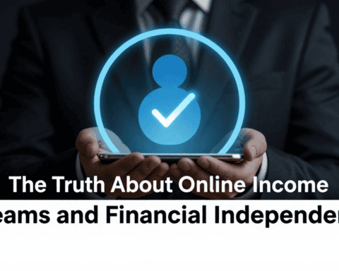 Digital entrepreneur holding a phone with a checkmark icon, symbolizing online income success.