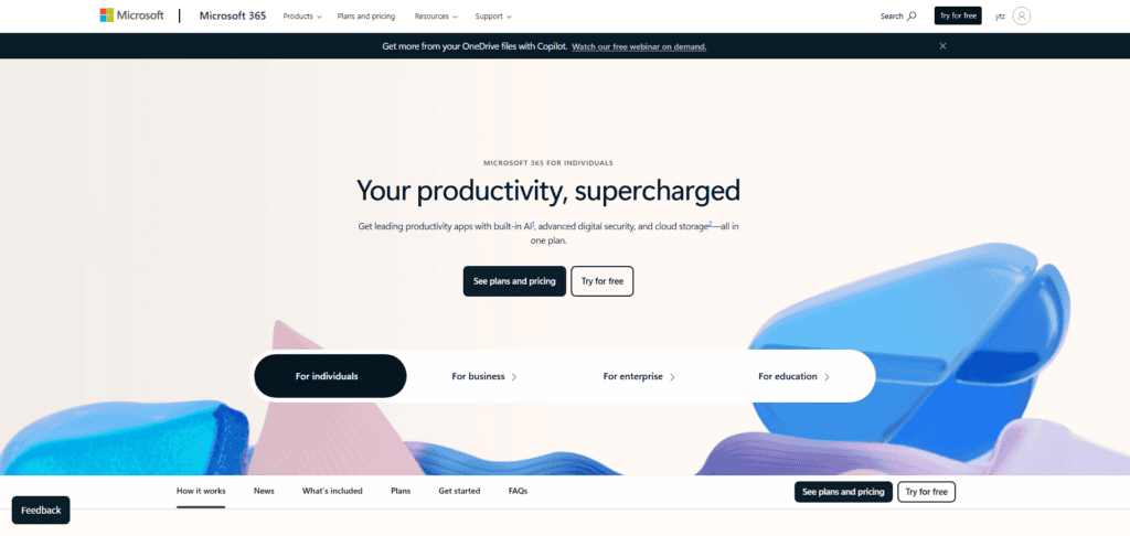 Microsoft 365 productivity tools for enhanced work efficiency and collaboration.