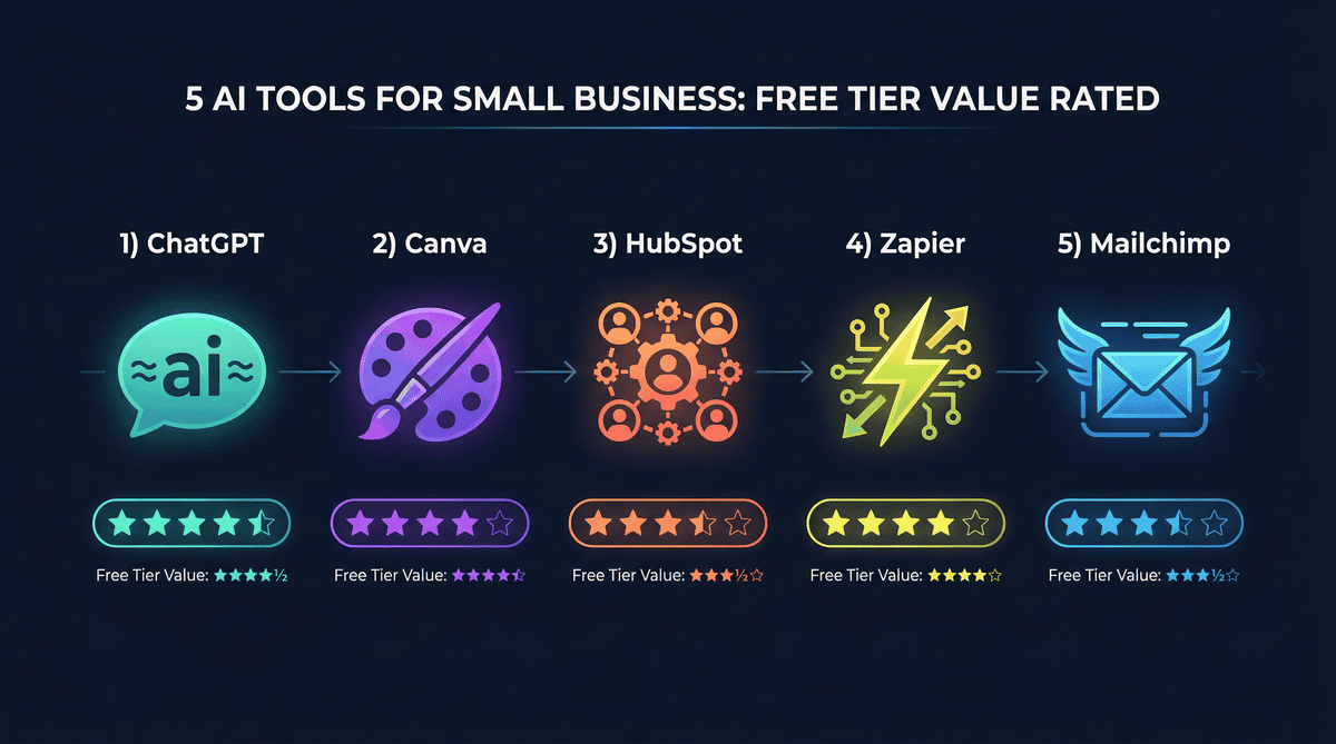 5 AI Tools for Small Business: Free Tier Value Rated