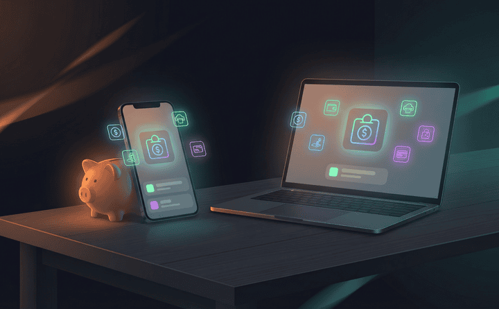 Smartphone and laptop with app icons for online side hustle success.