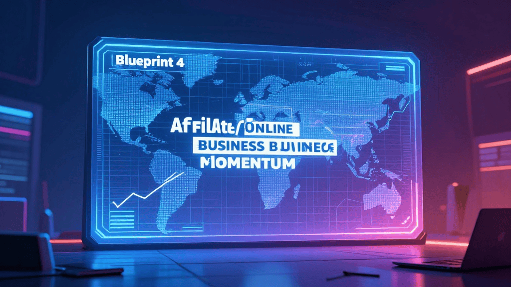 Digital world map showing business growth and momentum for online entrepreneurs.