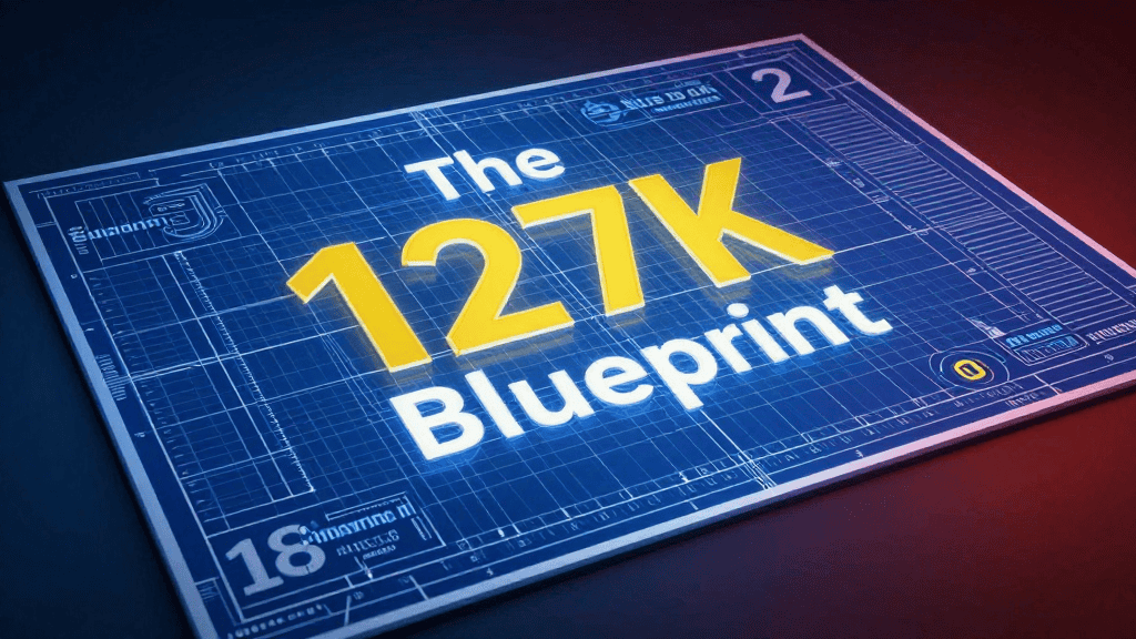 Digital blueprint titled "The 127K Blueprint" for building fast income streams.