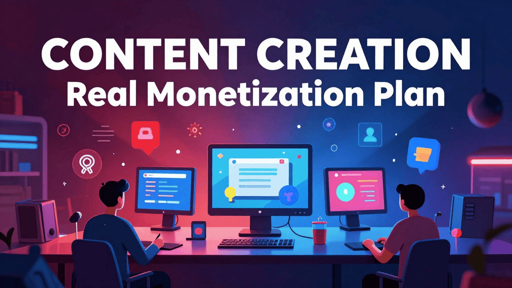 Content creation and monetization plan for making money from home in 2026.