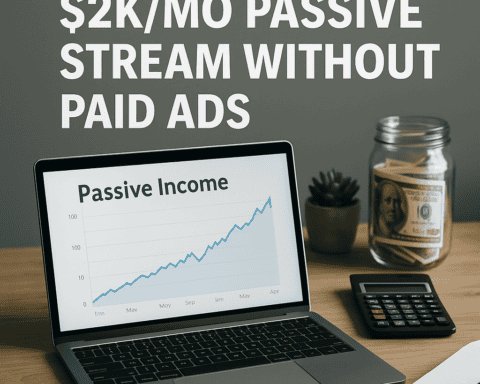 Passive income growth chart on laptop screen for side hustle success.