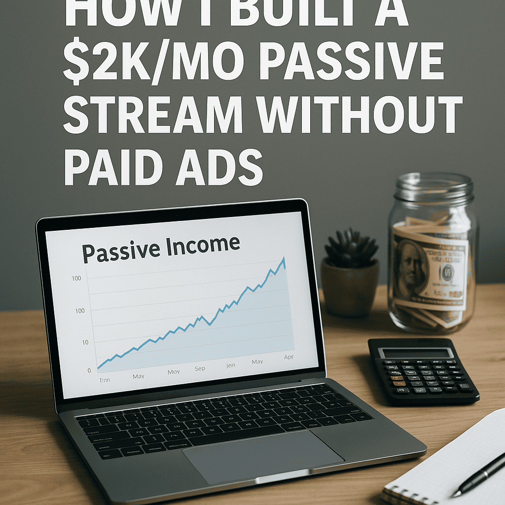 Passive income growth chart on laptop screen for side hustle success.