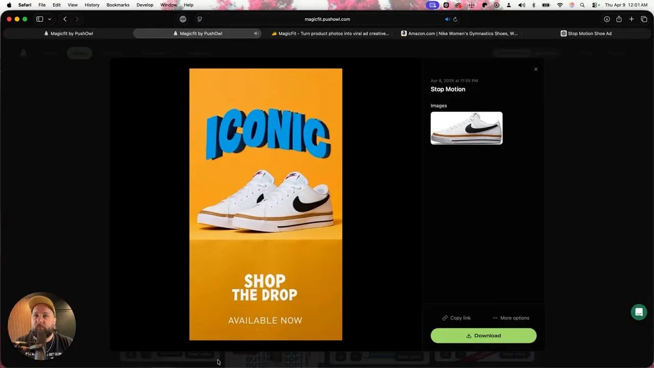 MagicFit stop motion sneaker ad preview with “ICONIC” and “SHOP THE DROP”