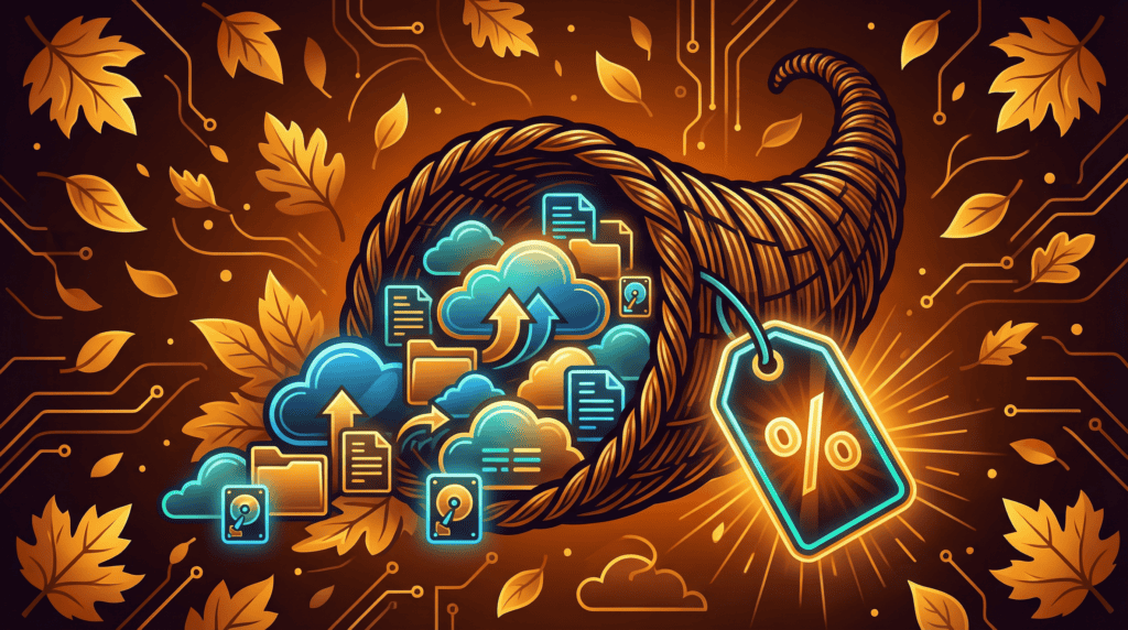 Cloud storage and digital files in a cloud with a price tag.