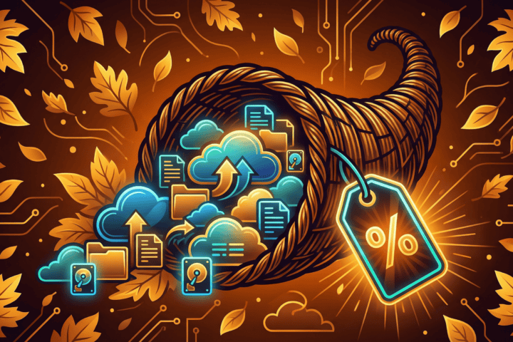 Cloud storage and digital files in a cloud with a price tag.