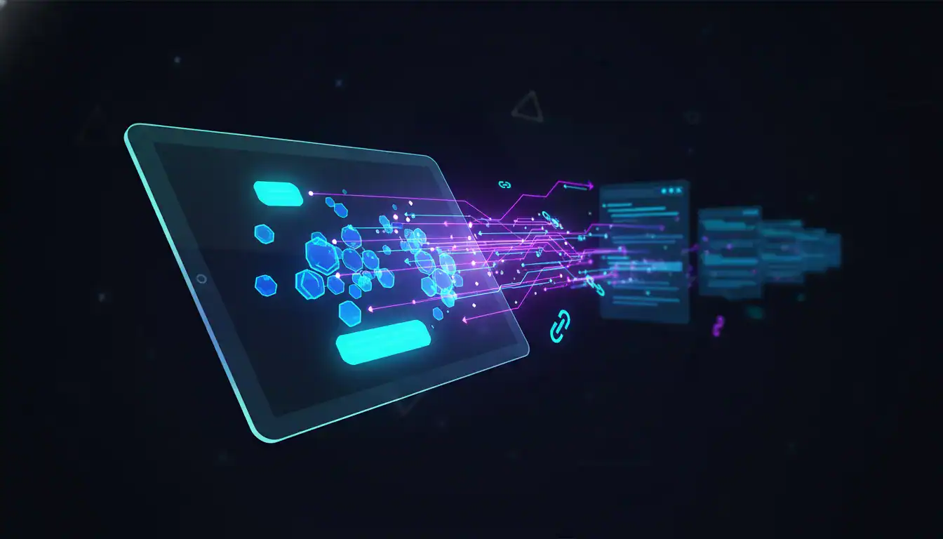 AI technology and data transfer visualization.