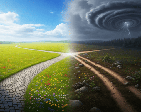 Contrasting paths representing success and obstacles in side hustle journeys.